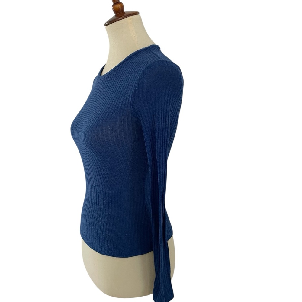 SHEIN Blue Ribbed Long Sleeve Top Size XS - Picture 4 of 9